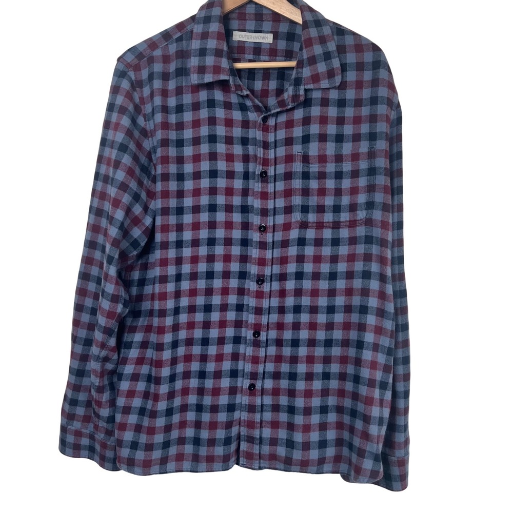 Outerknown Mens Plaid Check Soft Flannel Shirt Long Sleeve Organic Cotton Size L